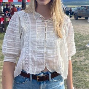 Free People Sheer Blouse Top